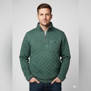 Eddie Bauer Green Quilted Pullover Quarter Zip